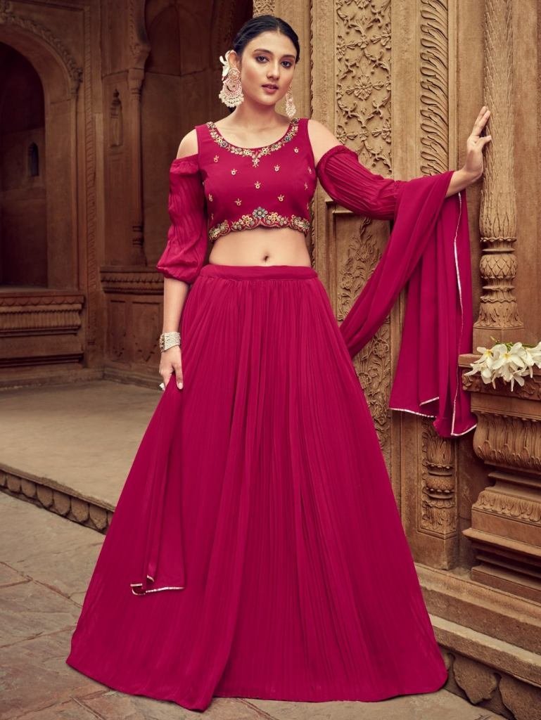 new catalogue nandani wine col 1746722830 New Catalogue Nandani By Shreematee Fashion Rani Pink Color Fully Stitch Lehenga Choli