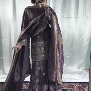 Designer Lavender Pure Cinon Sharara Set
