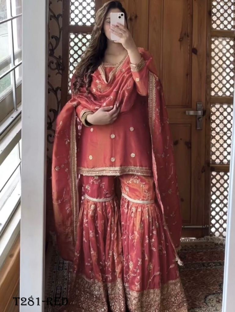 new collection ready to wear r 1722492781 Exclusive Collection Ready To Wear Chinon Silk Gharara Suit