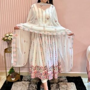 Fox Georgette With Sequence Work White Gown