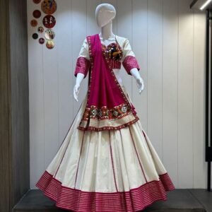 Navratri White And Pink Chaniya Choli