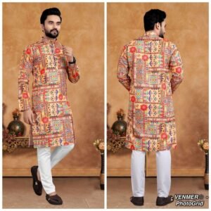 Orange Cotton Kurta Pyjama