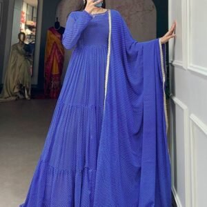 Design Printed Georgette Blue Gown