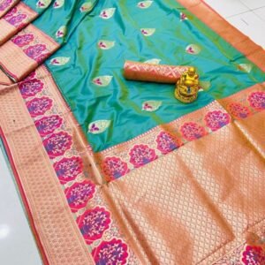 Soft Silk Rama Color Banarasi Saree
