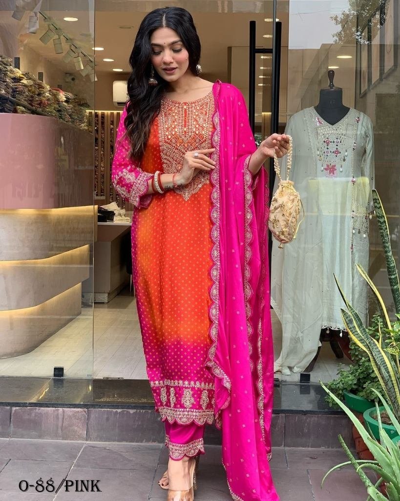 new designer embroidered pink 1725013602 Designer Embroidered Pink Kurti Pant Set