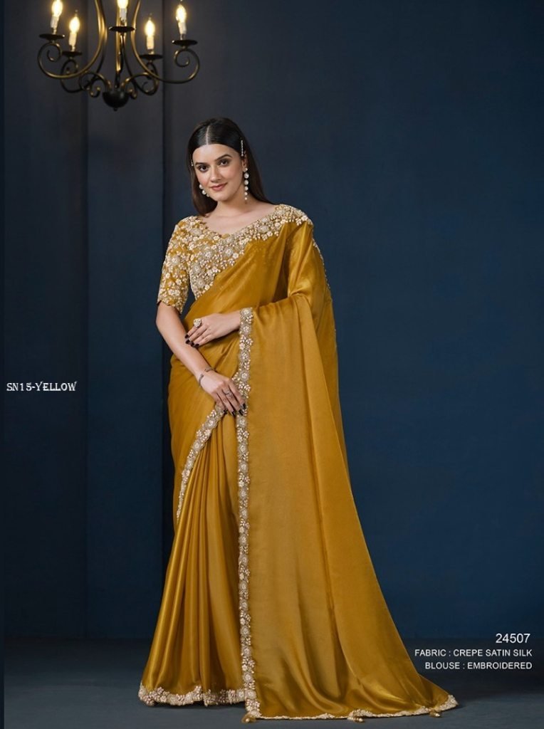 new designer festive wear yell 1748437198 Designer Festive Wear Yellow Saree Collection