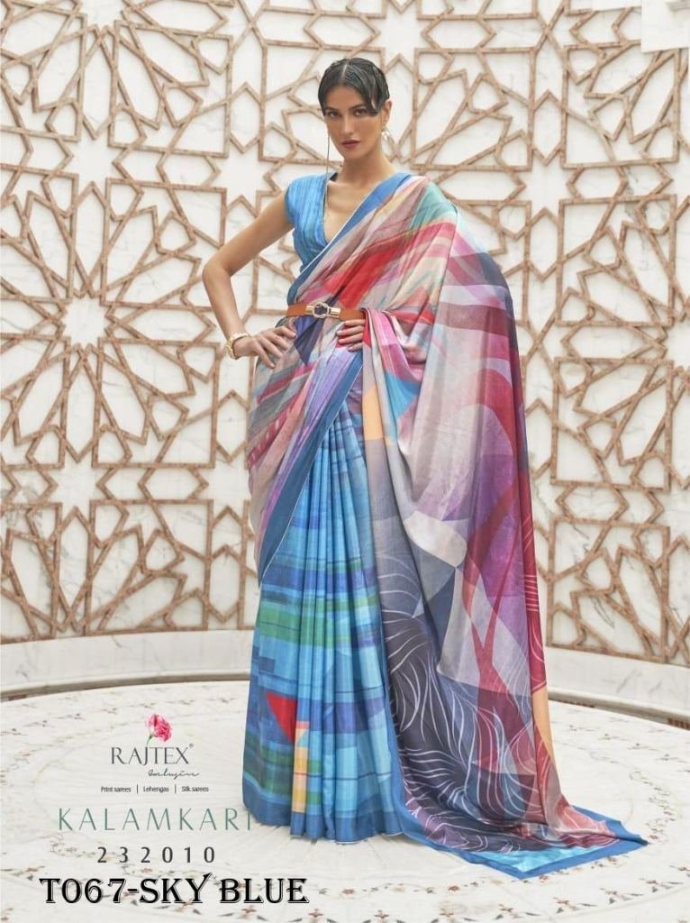 new designer kalamkari sky blu 1718274380 Designer Kalamkari Sky Blue Soft Silk Saree