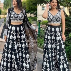Designer Party Wear Embroidery Lehenga Shrug With Palazzo