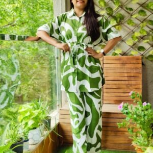 Stylish Digital Print Rayon Green Top and Plazzo