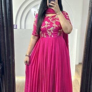 New Embroidered Anarkali Pink Gown