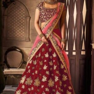 New Embroidery Work Silk Red Lehenga Choli