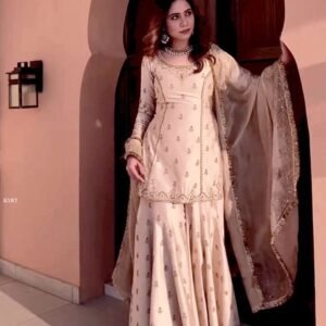 New Etinic Wear Cream Ready To Wear Sharara Set