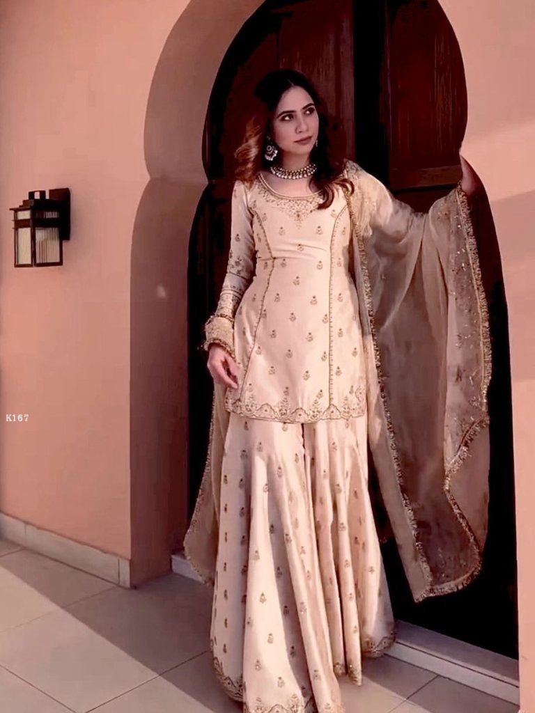 new etinic wear cream ready to 1744809164 New Etinic Wear Cream Ready To Wear Sharara Set