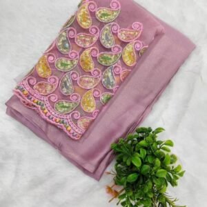 New Fancy Baby Pink Chiffon Saree With Blouse