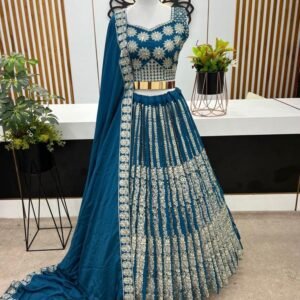 New Fancy Rama Chinon Silk Lhenga Choli