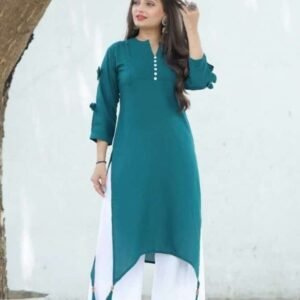 New Fancy Rama Rayon Long Kurti Palazzo Set