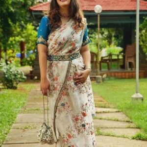 New Fancy White Khadi Organza Silk Saree