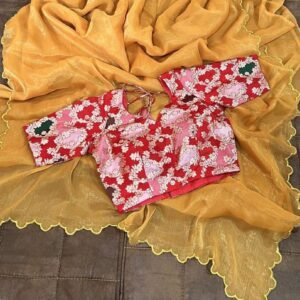 New Fancy Yellow Gold Coin Saree For Women