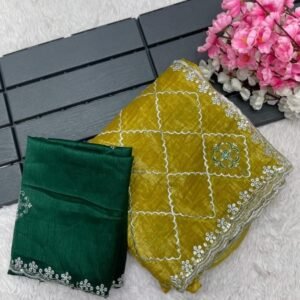 New Fancy Yellow Soft Gold Crush Saree
