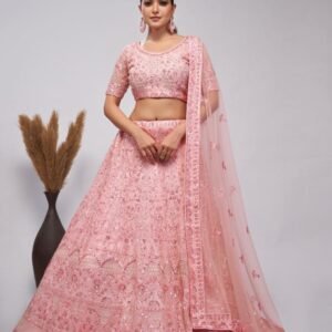 New Festive Wear Pink Soft Net Lehenga Choli