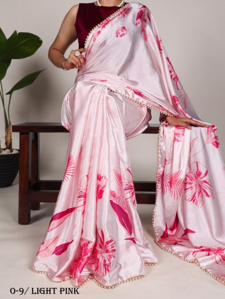 new floral light pink satin sa 1721651846 New Floral Light Pink Satin Saree With Unique Design and Colour