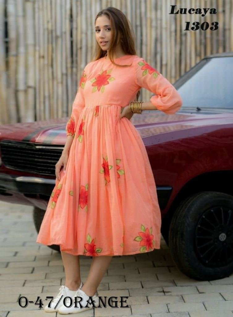 new flower design orange short 1723279418 New Flower Design Digital Printed Orange Short dress