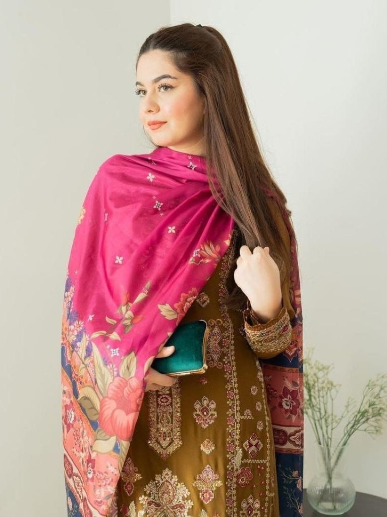 new fox georgette brown embroi 1728469851 New Fox Georgette Brown Embroidery Sharara Suit