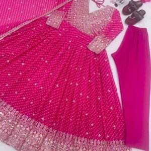 New Georgette With Digital Print Pink Anarkali Suit