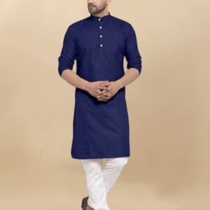 New Heavy Cotton Plain Blue Kurta And Pyjama
