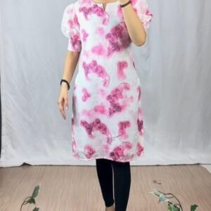 New Indian Style Dark Pink Hakoba Shibori Print Kurti