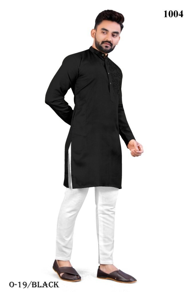 new indian wear black kurta an 1721738061 Mens Black Kurta And Pyjamas Made From Cotton