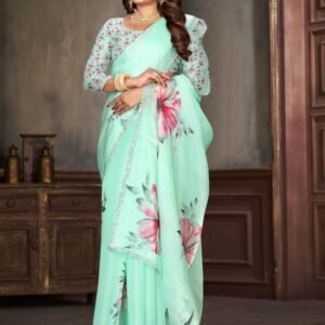 New Jimmy Choo Light Sky Blue Colour Saree