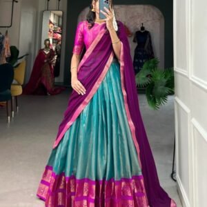New Kanchipuram Silk Rama Lehenga Choli With Dupatta