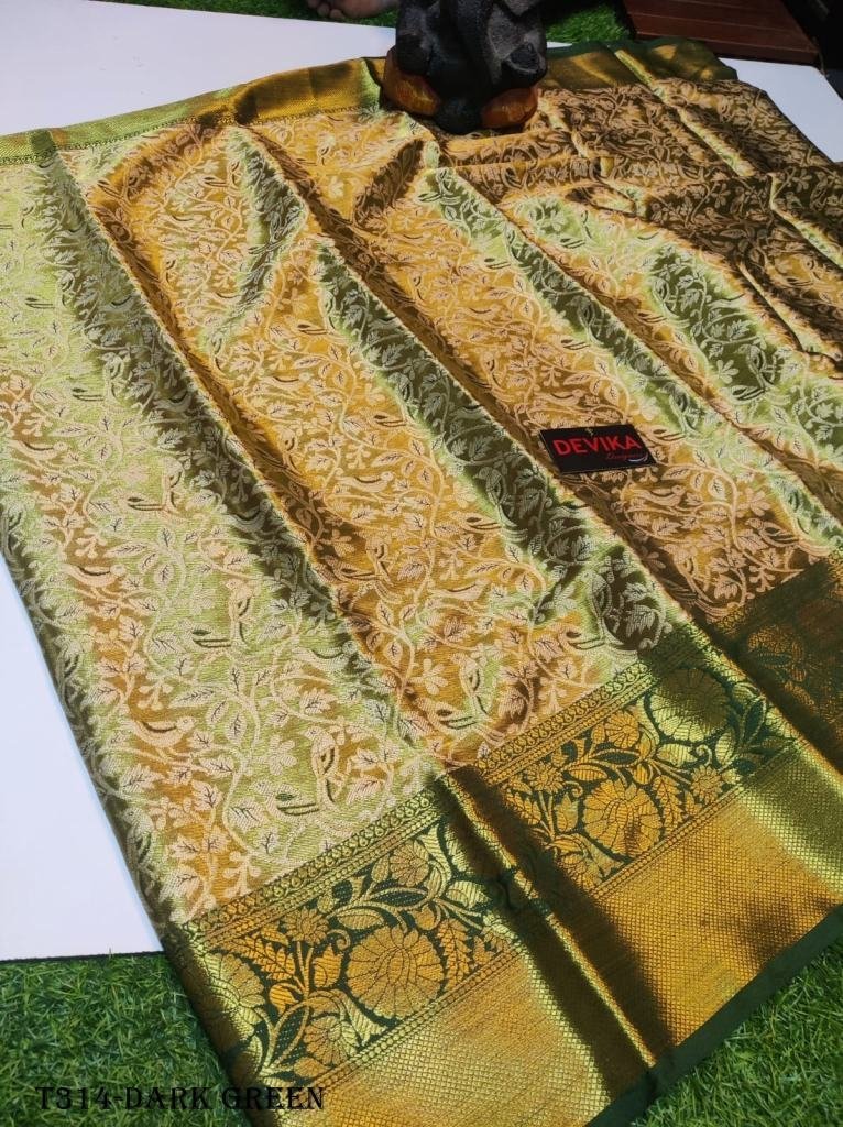 new kanjivaram pattu silk dark 1723186584 New Kanjivaram Pattu Silk Dark Green Saree