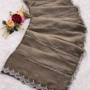 New Latest Stylist Brown Jimmy Choo Handwork Saree