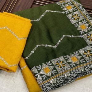 New launch Chinon Silk Yellow Saree