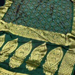 New Launch Green Bandhani Saree