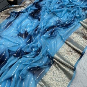 Launch Viscose Blue Saree With Fancy Blouse