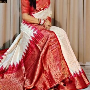 New Launch White Soft Silk Zari Weaving Saree