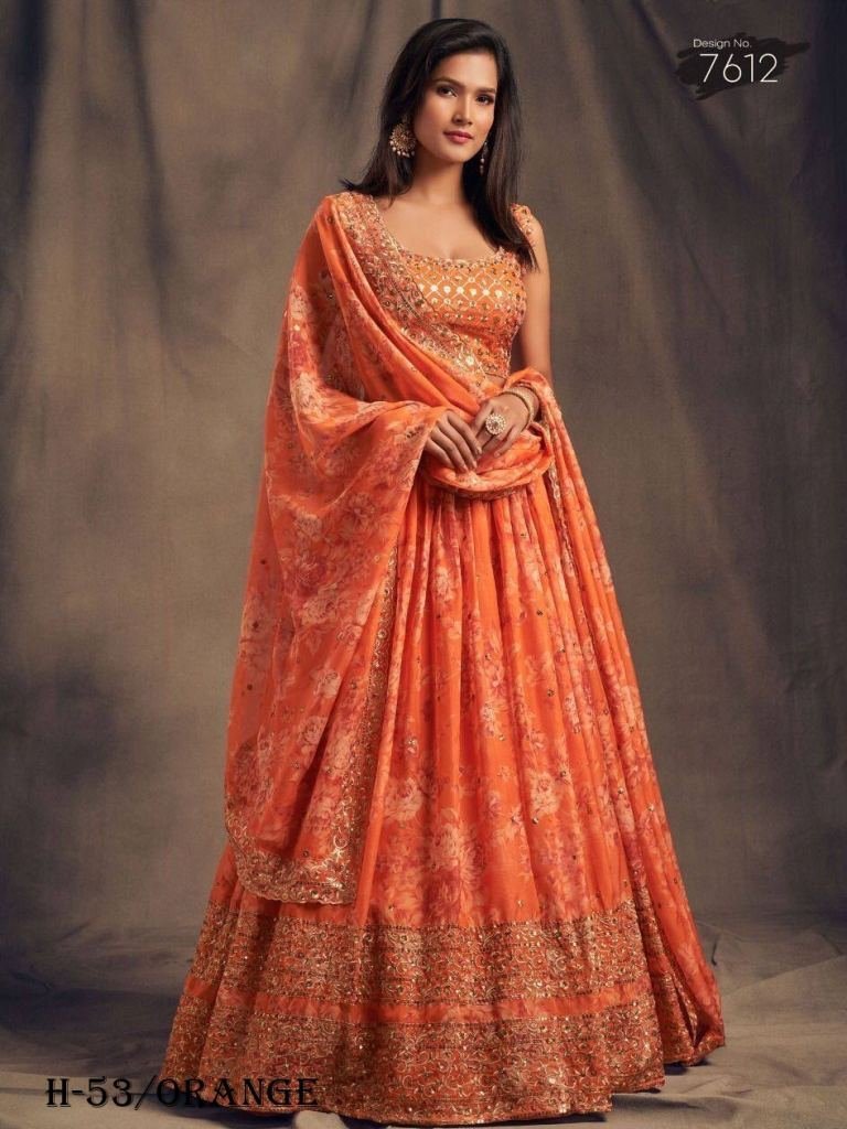 new launching orange lehenga c 1724157751 New Launching Orange Lehenga Choli With Dupattta