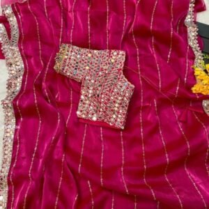 New Launching Pink Silk Saree With Stitched Blouse