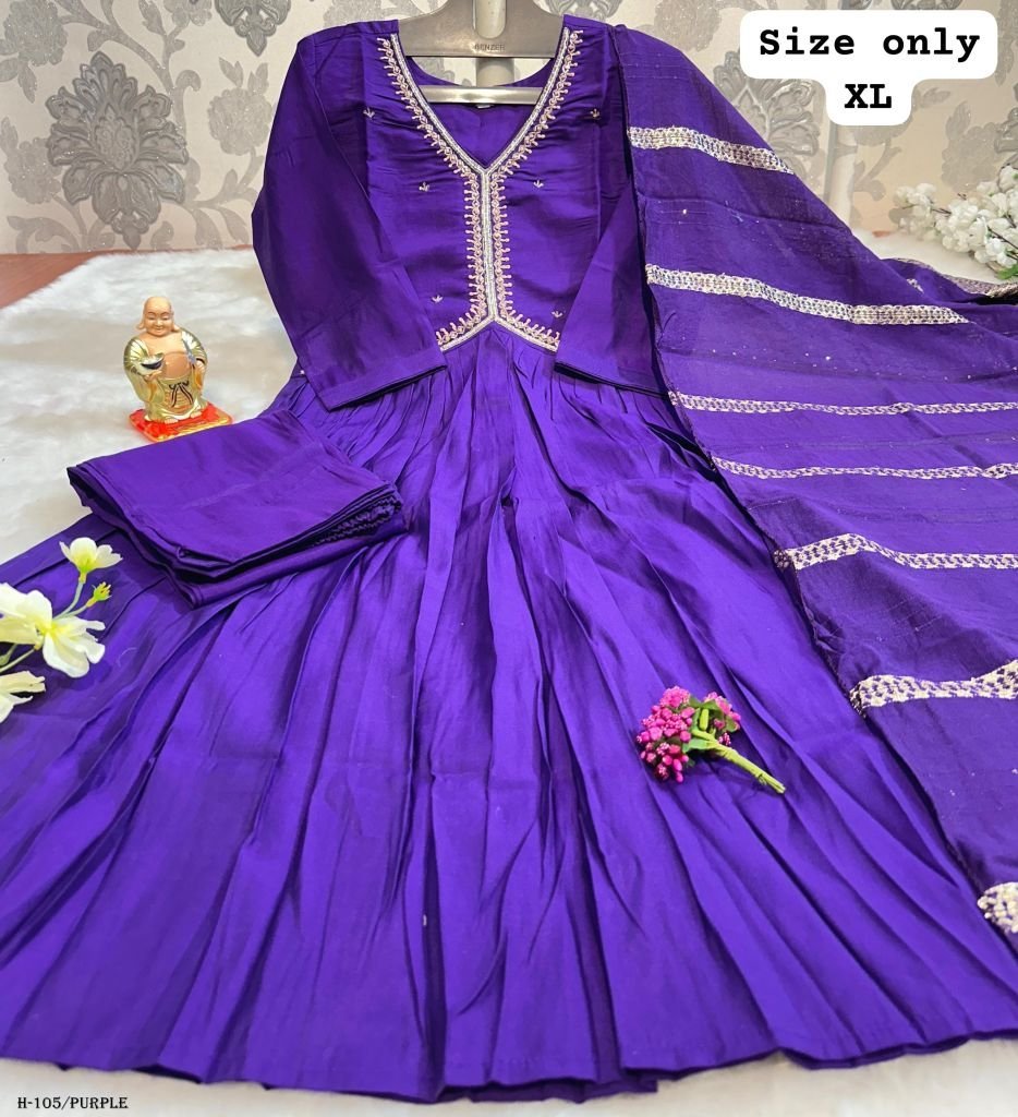 new muslin and silk purple kur 1725269285 New Muslin and Silk Purple Kurti Pant With Dupatta