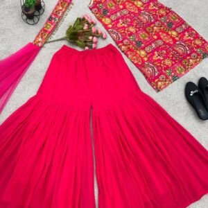 New Party Wear Fancy Fully Stitched Dark Pink Sharara Suit