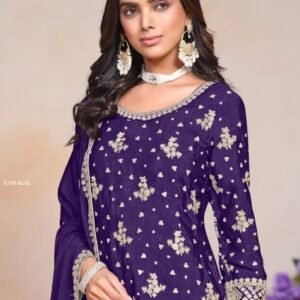 New Premium Blue Chinon Sharara 3pcs Set