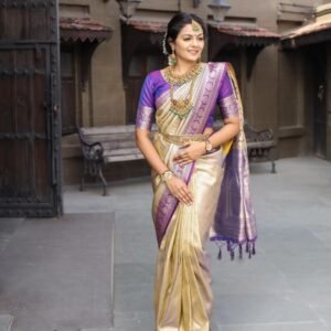 New Pure Soft Silk Golden Color Saree