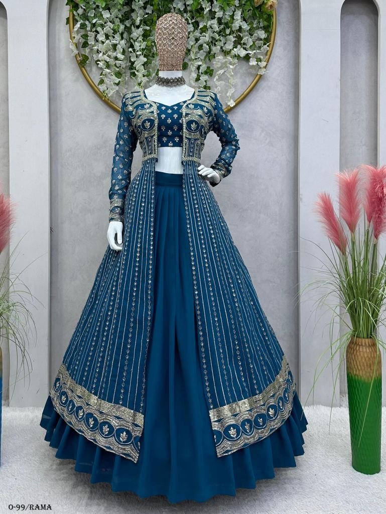 new quality design georgette r 1725104656 New Quality Design Georgette Rama Lehenga Choli