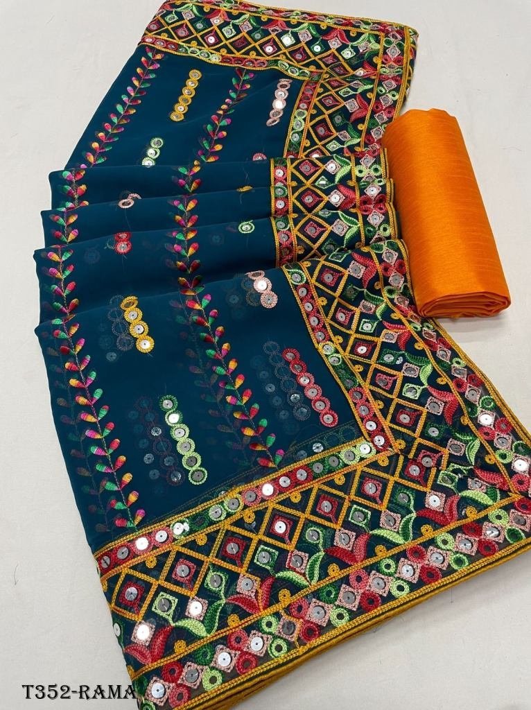 new rama designer georgette sa 1724929034 New Rama Designer Georgette Saree With Blouse