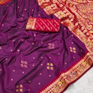 New Rani Color Pure Banarasi Silk Saree