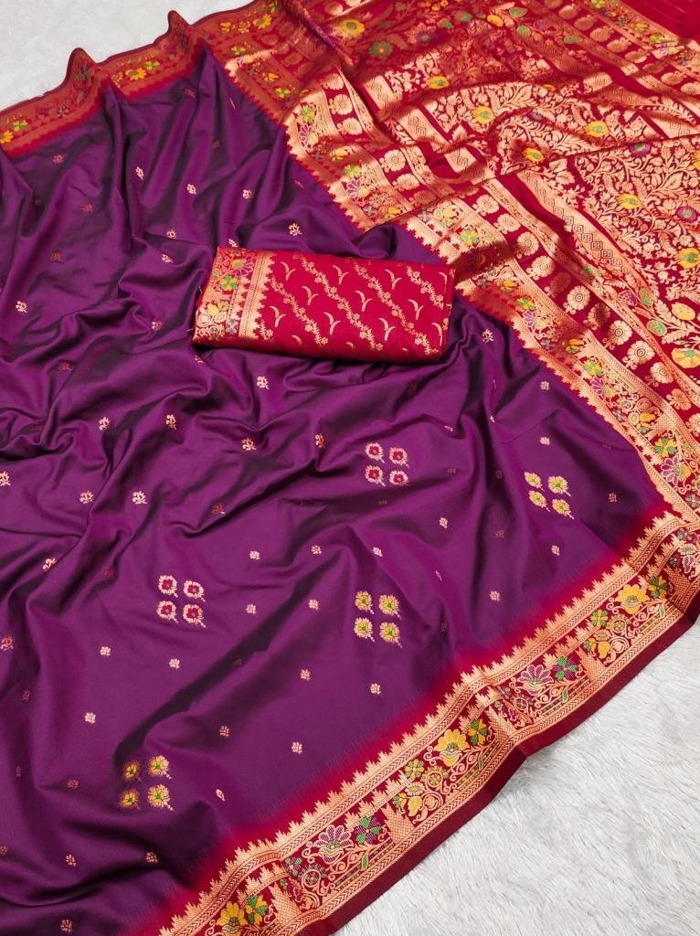 new rani color pure banarasi s 1729921320 New Rani Color Pure Banarasi Silk Saree