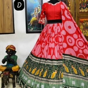 New Red Designer Printed Muslin Cotton Lehenga Choli